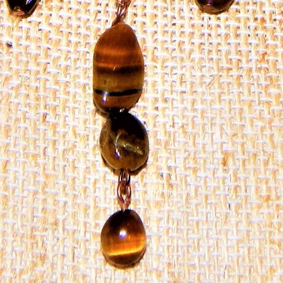 Artisan Copper Chain/Tiger Eye Stones Necklace & Earring Set - Picture 5 of 7
